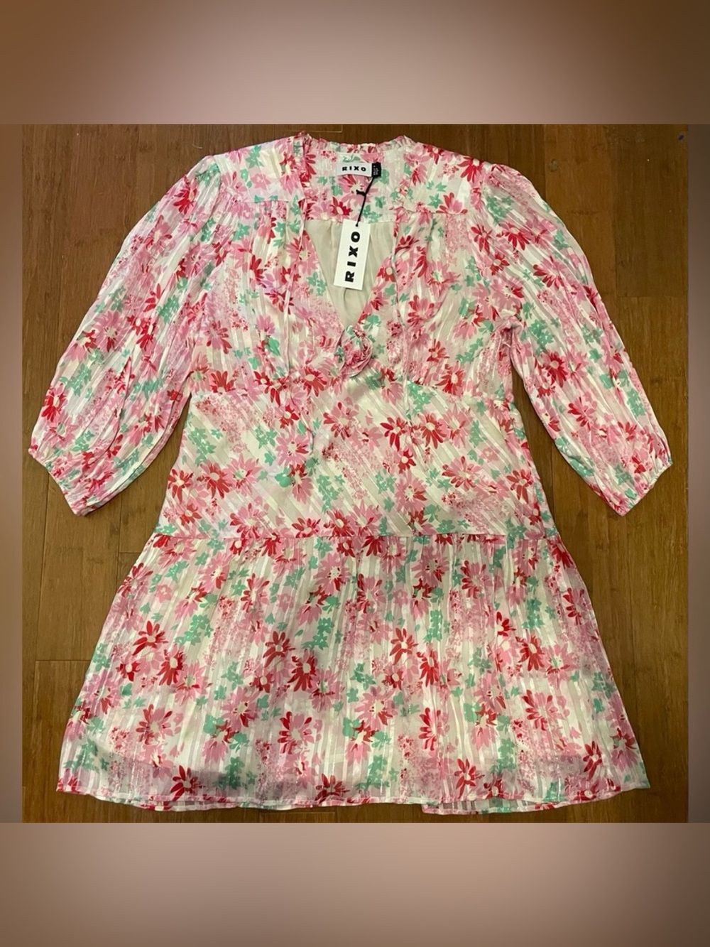 Rixo Dress NWT Floral XL/ US 12 Luxury Cocktail Wedding Silk Blend Shower Party - Picture 2 of 16